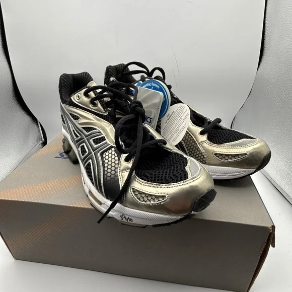 Asics Gel Kinetic Mens Running Shoes Size 10.5 NIB TN831‎ 9090 Black Onyx Gold